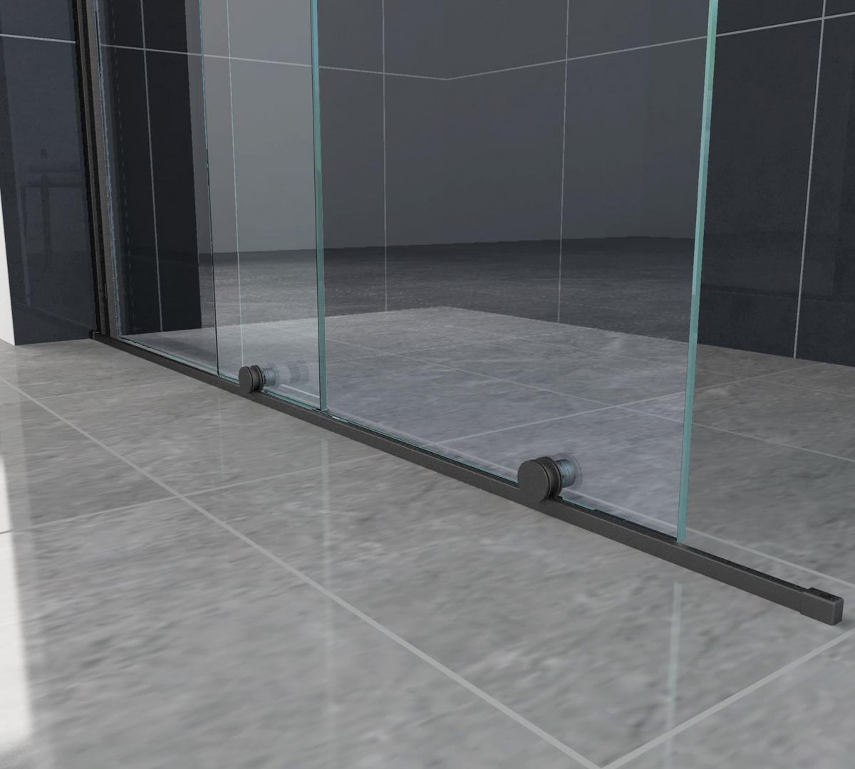 SCHIEBETÜR-DUSCHWAND TRAVERSO Schwarz 120 x 200 cm schwarze Ausführung 8 mm ESG - Schwarz, Glas (120/200cm) - Glasdeals