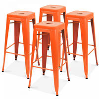 HOCHSTUHL 4-tlg., Orange - Orange, Metall (43/76/43cm) - Oviala