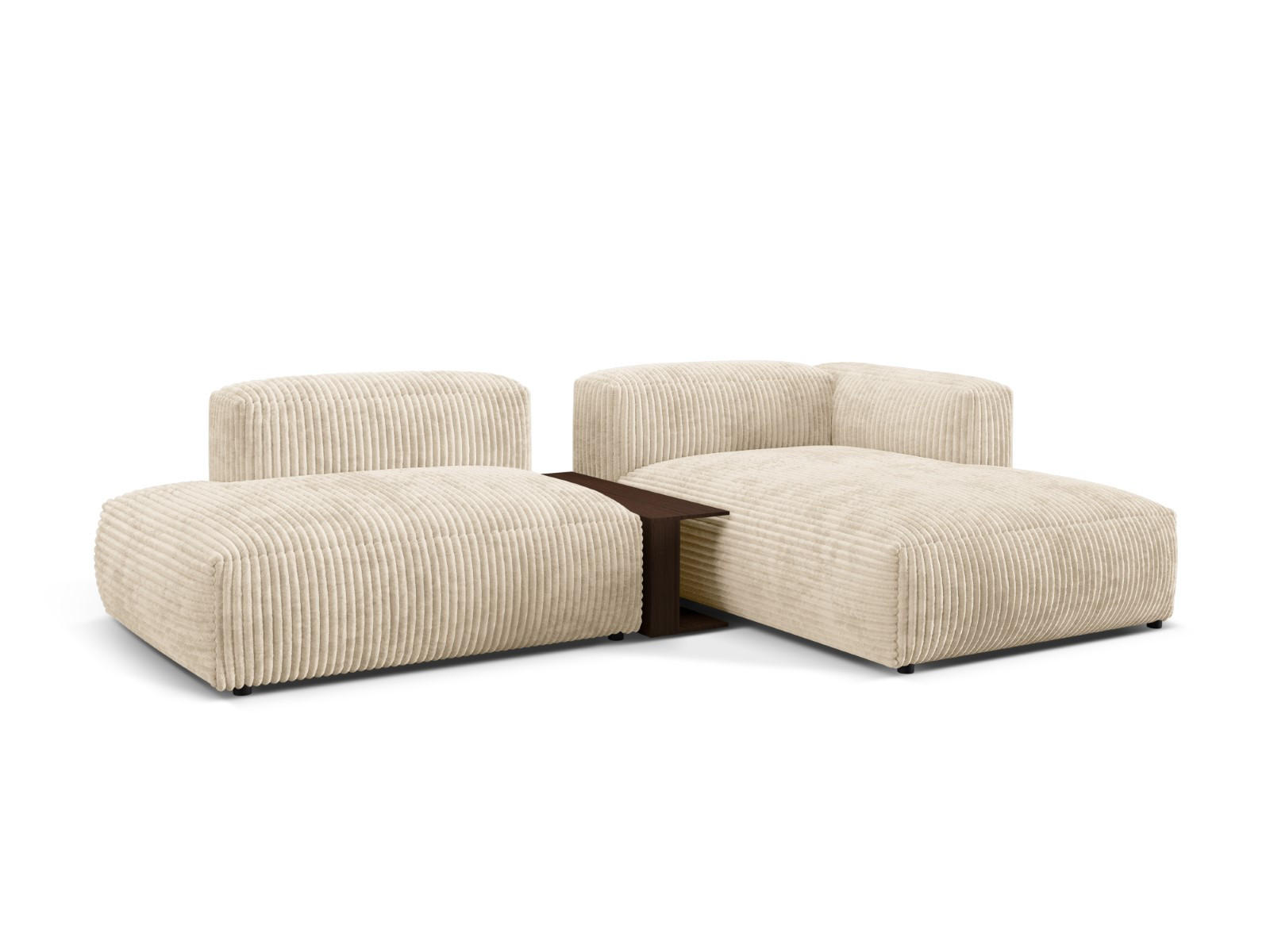 ECKSOFA modular rechts Martina aus Cord leichtes beige 2 Sitzplätze - Creme, Textil (176/285cm) - Micadoni