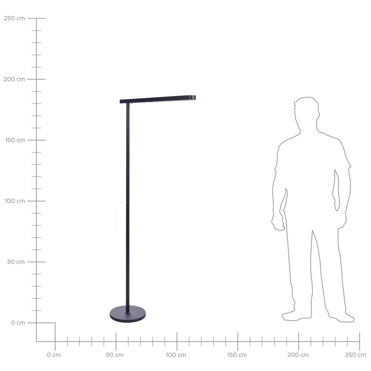 STEHLAMPE Perseus 7/95/186 cm - Schwarz, Metall (7/95/186cm) - Beliani