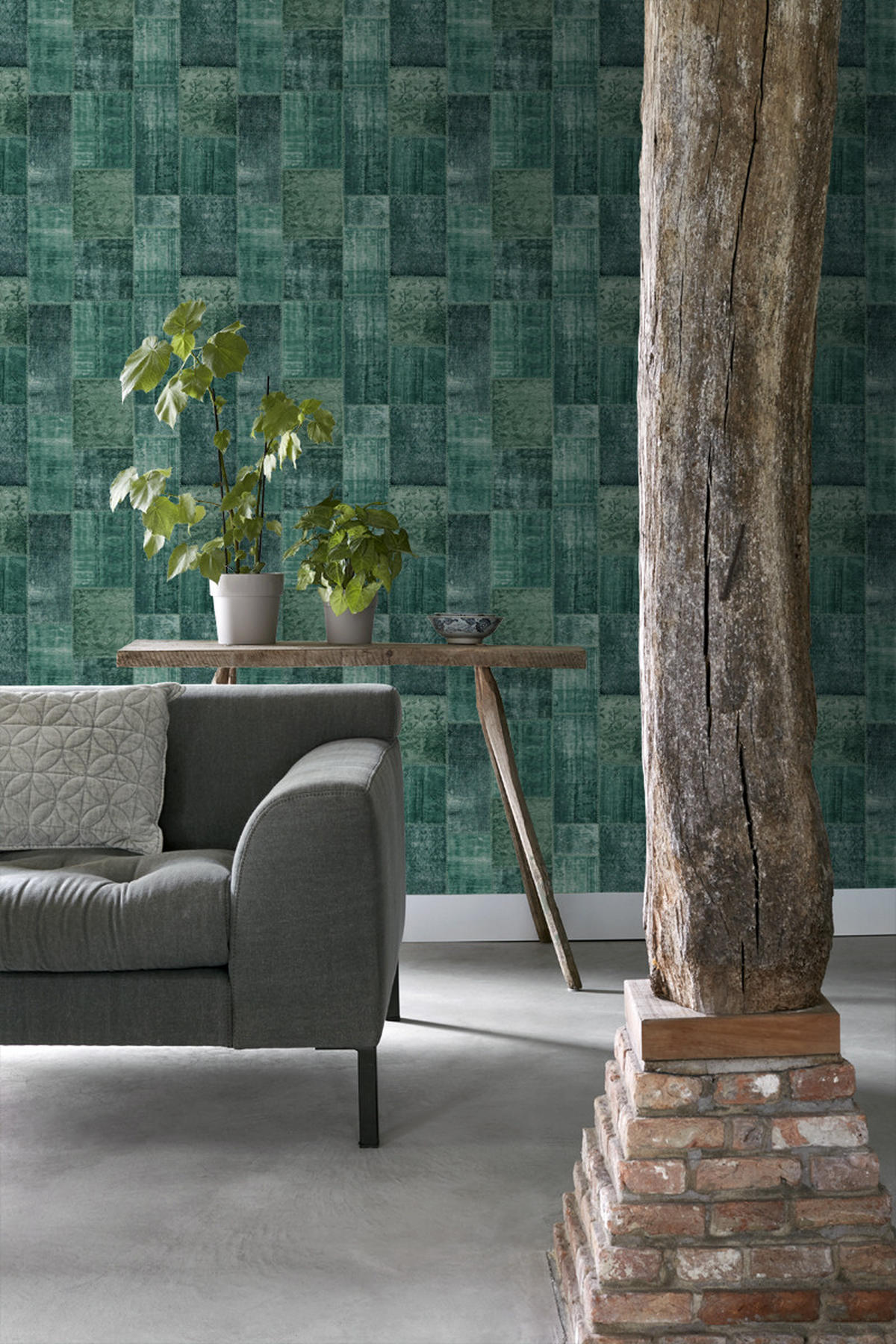 TAPETE orientalisches-Marrakech Kelim-Patchwork 53 cm x 10.05 m - Grün, Papier (53/1000cm) - ESTAhome