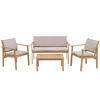 GARTEN-GARNITUR Beige, Grau 1x Bank, 2x Sessel, 1x Tisch-Set - Beige/Grau, Holz - MCW