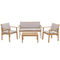 GARTEN-GARNITUR Beige, Grau 1x Bank, 2x Sessel, 1x Tisch-Set - Beige/Grau, Holz - MCW