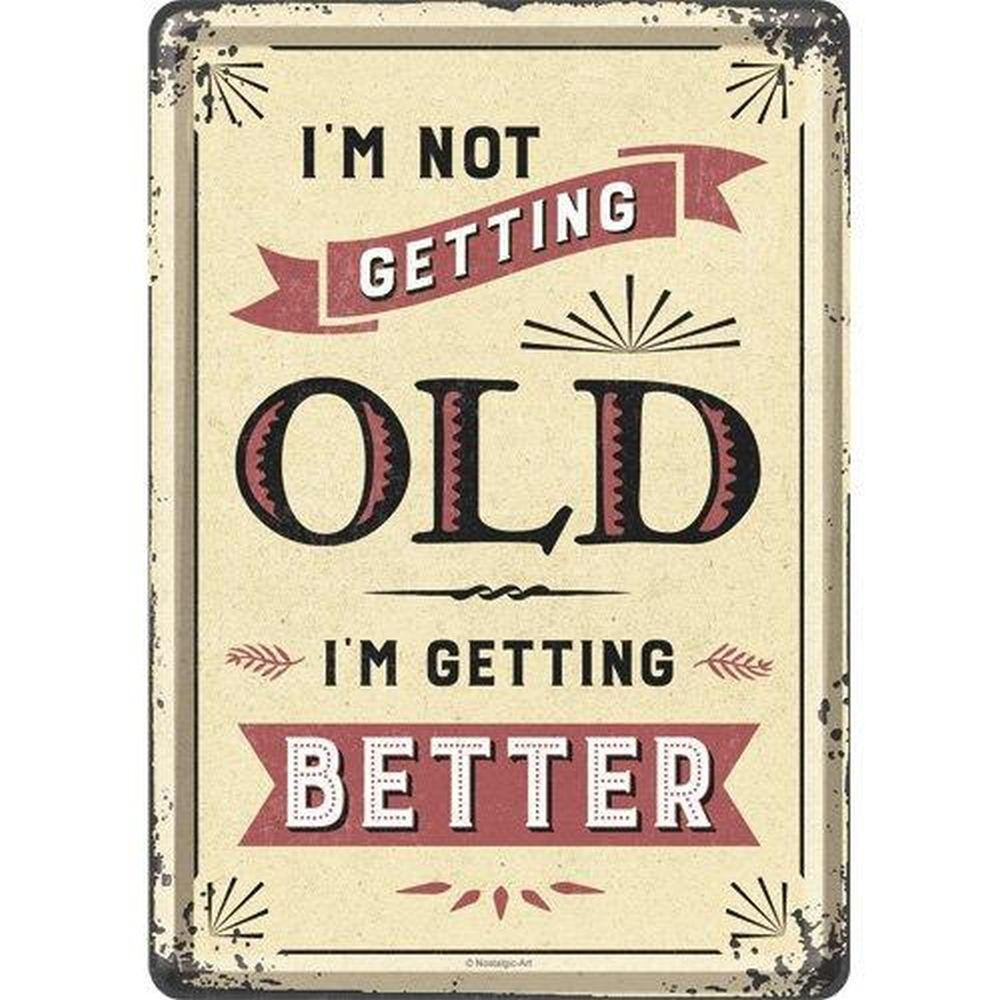MINIBLECHSCHILD 10/14 cm Word Up I'm not getting old - Multicolor, Metall (10/14/0.1cm) - Nostalgic-Art