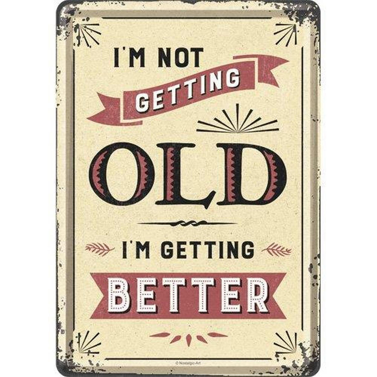 MINIBLECHSCHILD 10/14 cm Word Up I'm not getting old - Multicolor, Metall (10/14/0.1cm) - Nostalgic-Art
