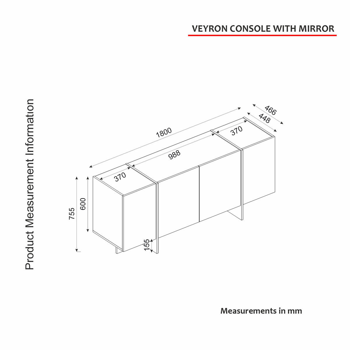 SIDEBOARD Veyron Beige Granit Optik - Beige, Holzwerkstoff (150/74/45cm) - moebel17