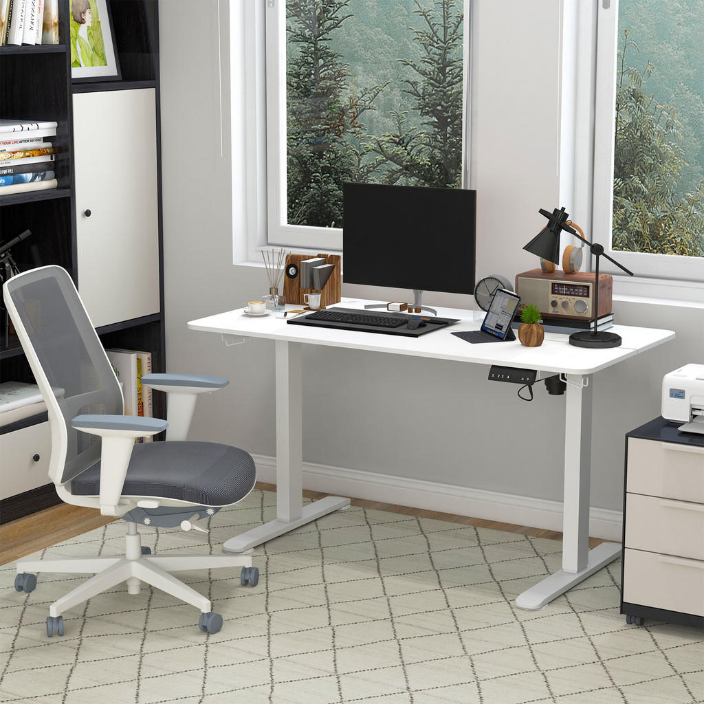 Thumbnail - Vinsetto Höhenverstellbarer, Weiß, Kunststoff, 70x116x140 cm, Arbeitszimmer, Schreibtische, Bürotische