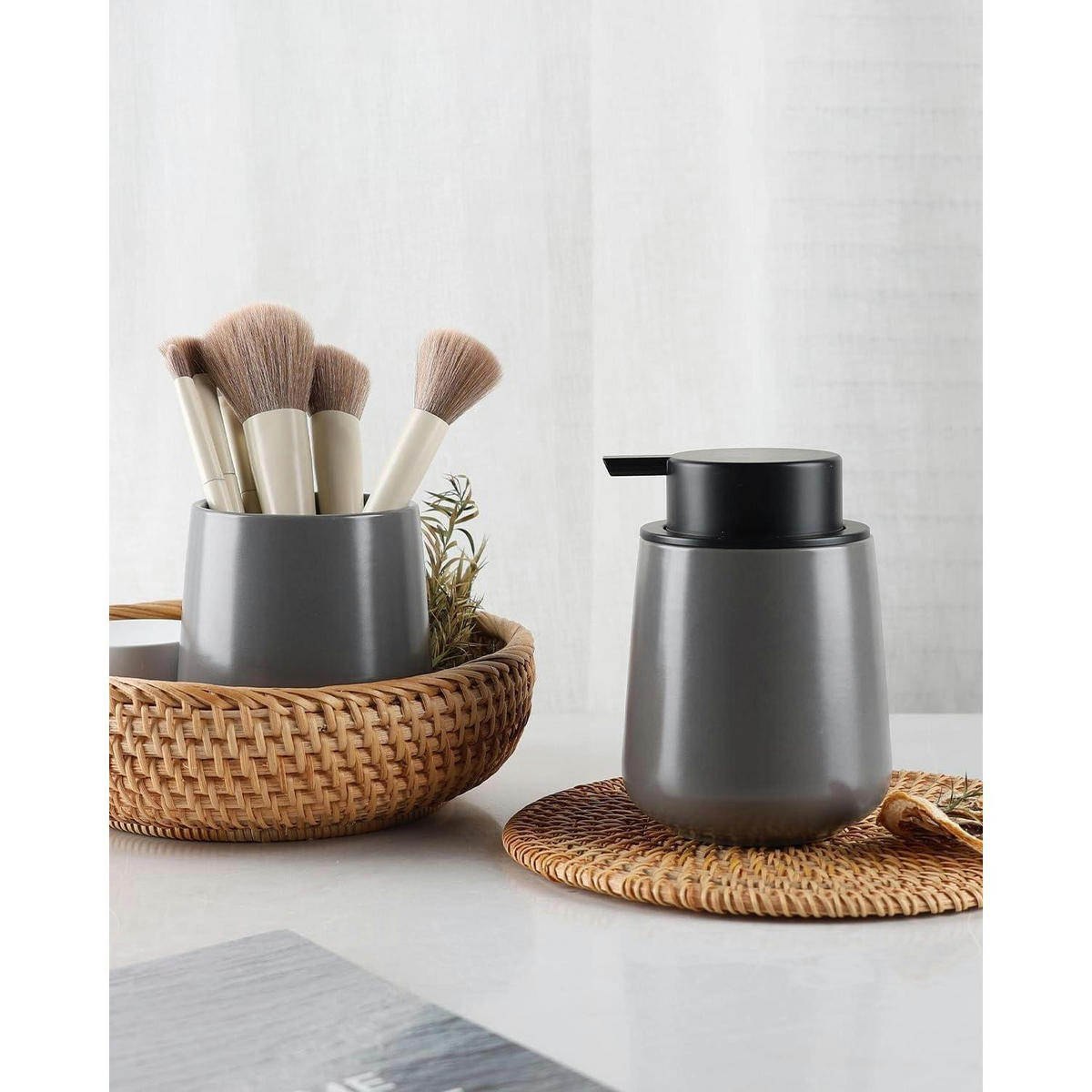SEIFENSPENDER Keramik Grau 350 ml - Grau, Keramik (5.8/12.5/9.2cm)