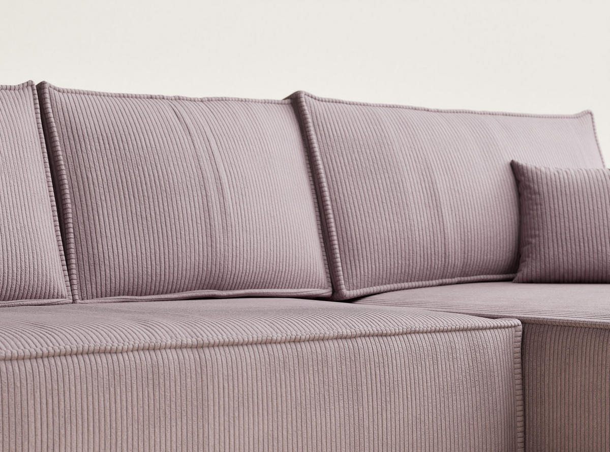 ECKSOFA MIT SCHLAFFUNKTION Maze Lila Samtstoff - Lila/Schwarz, Holz/Holzwerkstoff (294/185cm) - Maison de Reve