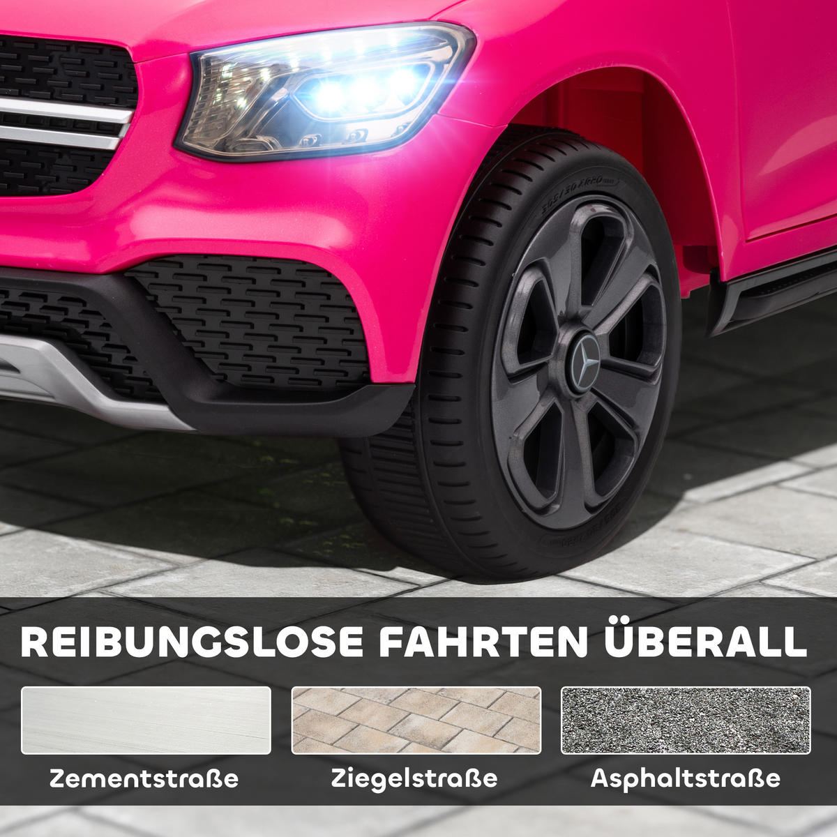 KINDER-ELEKTROAUTO 12V Kinderauto mit 2,4 GHz Fernbedienung, Hupe, Rosa - Rosa, Kunststoff (105/68/50cm) - AIYAPLAY