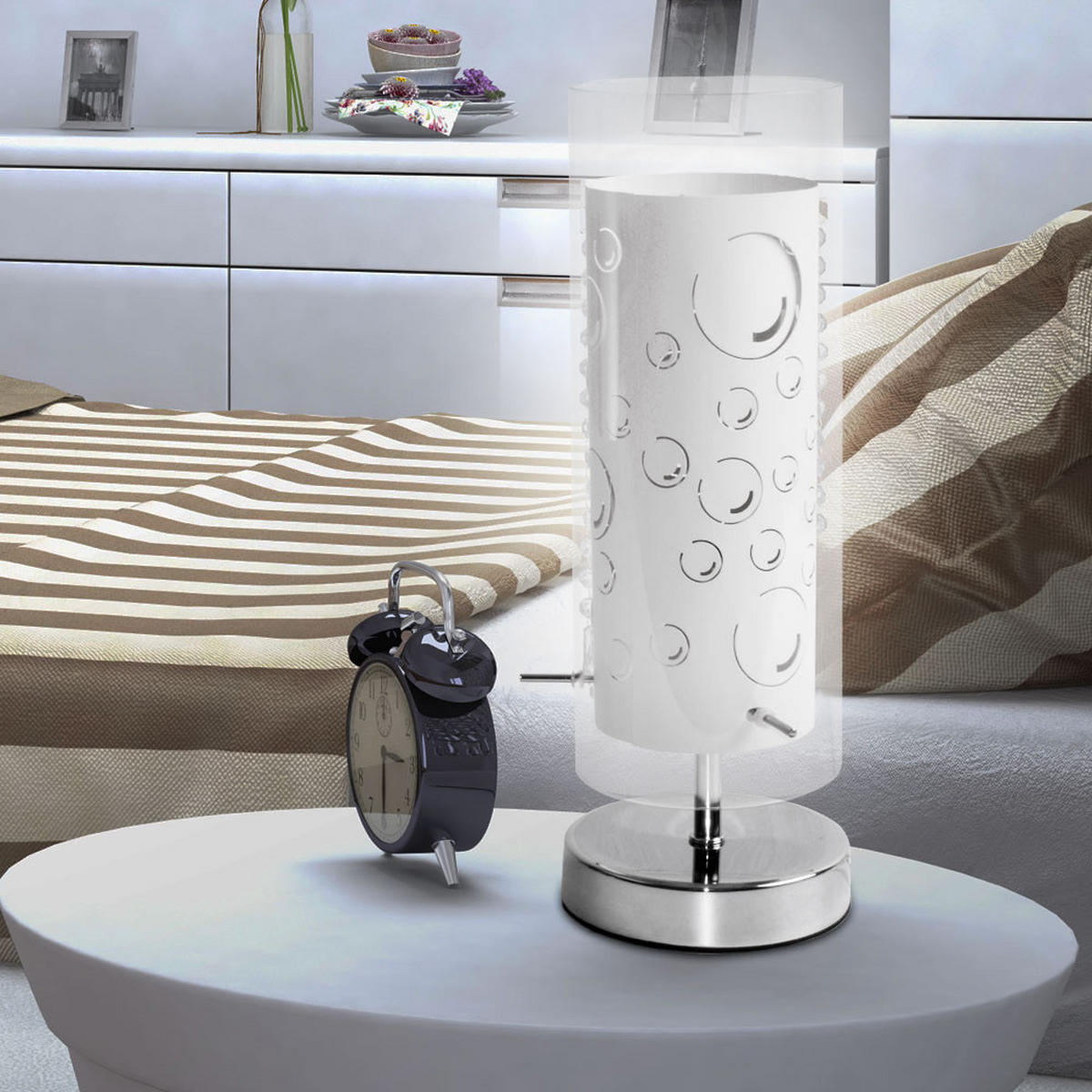 LED TISCHLEUCHTE ESMA Weiß Glas - Weiß, Glas (12/12/34cm)