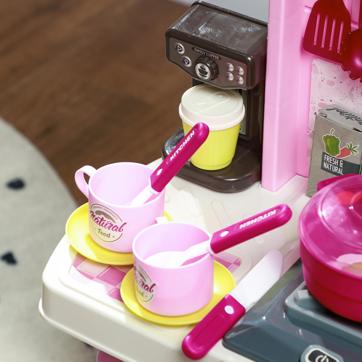 SPIELKÜCHE DE-18733 mit Licht & Sound, 33-teilig Rosa - Pink, Kunststoff (53/22/69cm) - ComfortXL