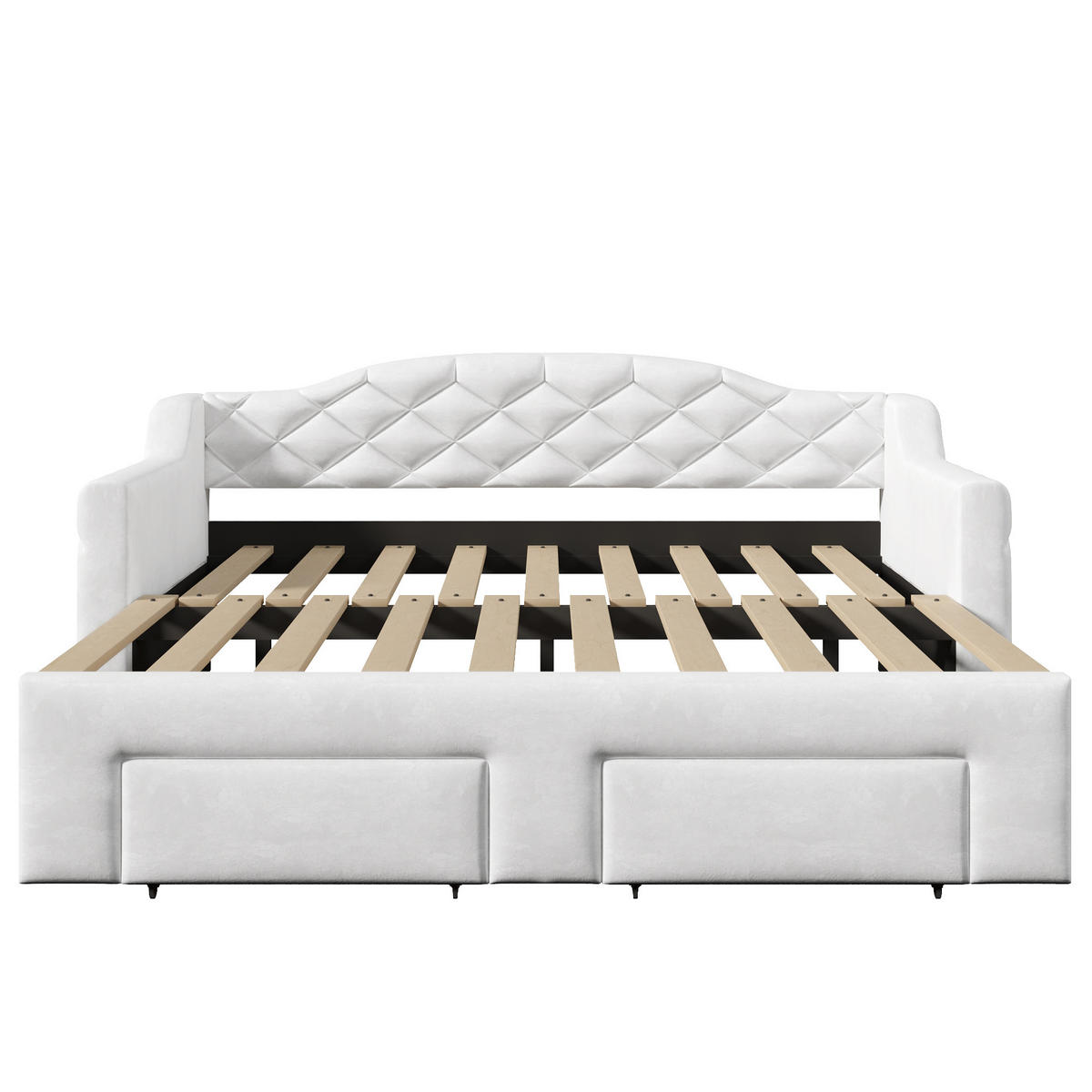 SCHLAFSOFA 90/200 cm in Weiß mit Schubladen, LED und ausziehbar - Weiß, Holzwerkstoff/Textil (90/200cm) - WISHDOR