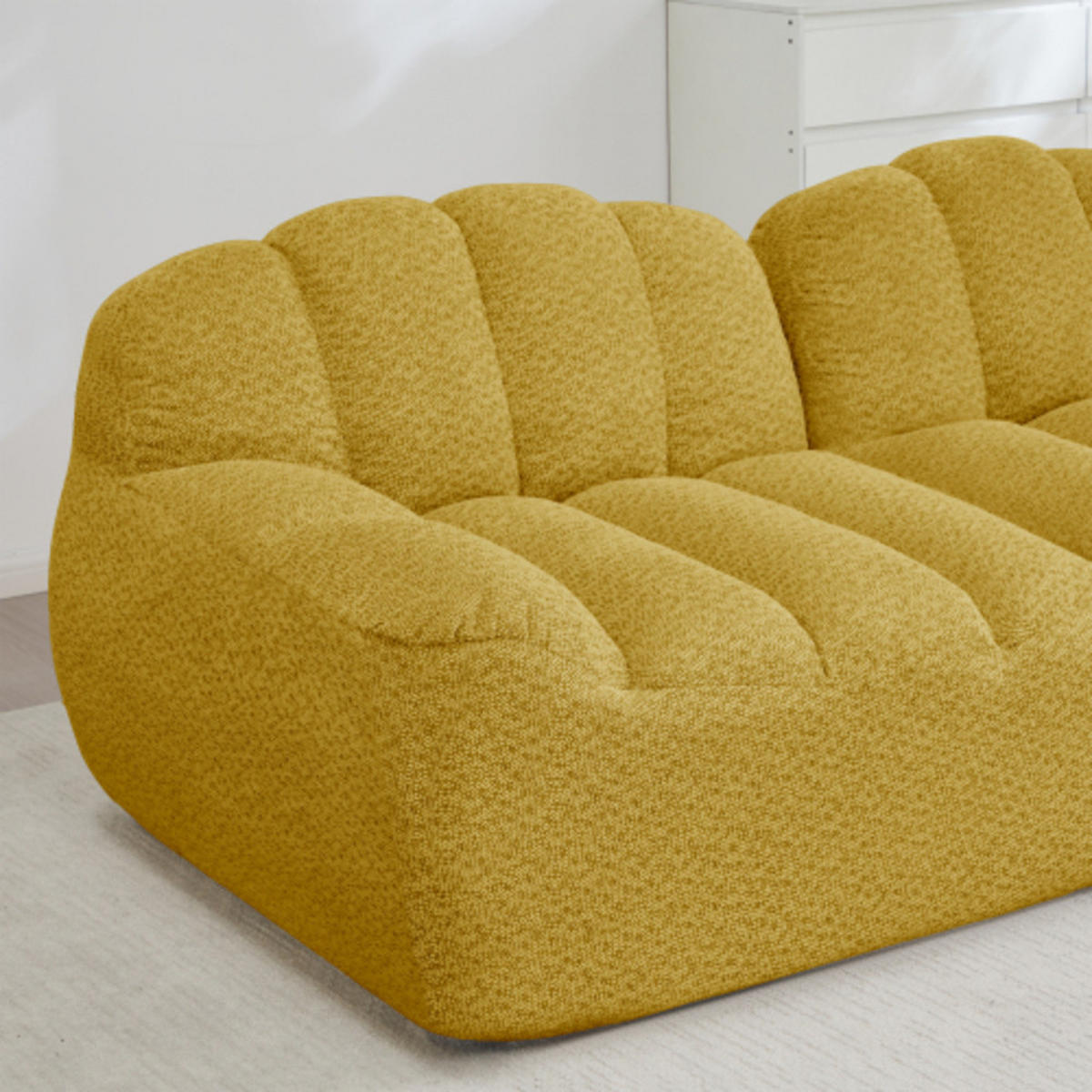 ECKSOFA 288x165x79 cm aus Granuliertes Fleece rahmenlos modular mit Ottoman, gelb - Gelb, Textil (165/288cm) - Luhomfu