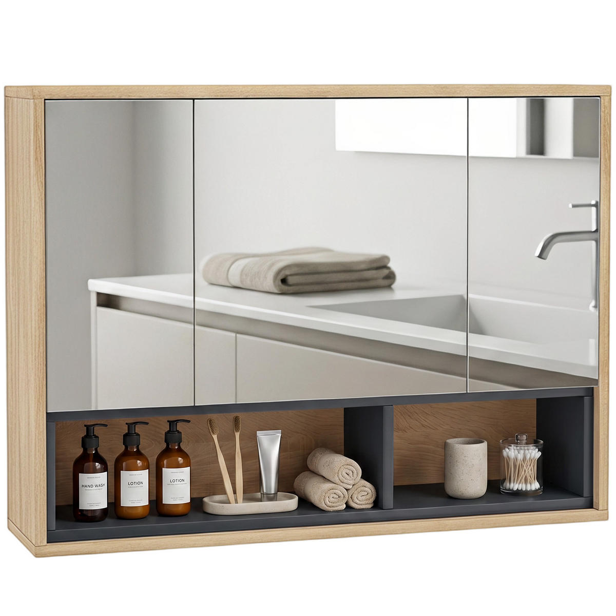SPIEGELSCHRANK Eichefarben - Eichefarben, Holz (80/60/20cm)