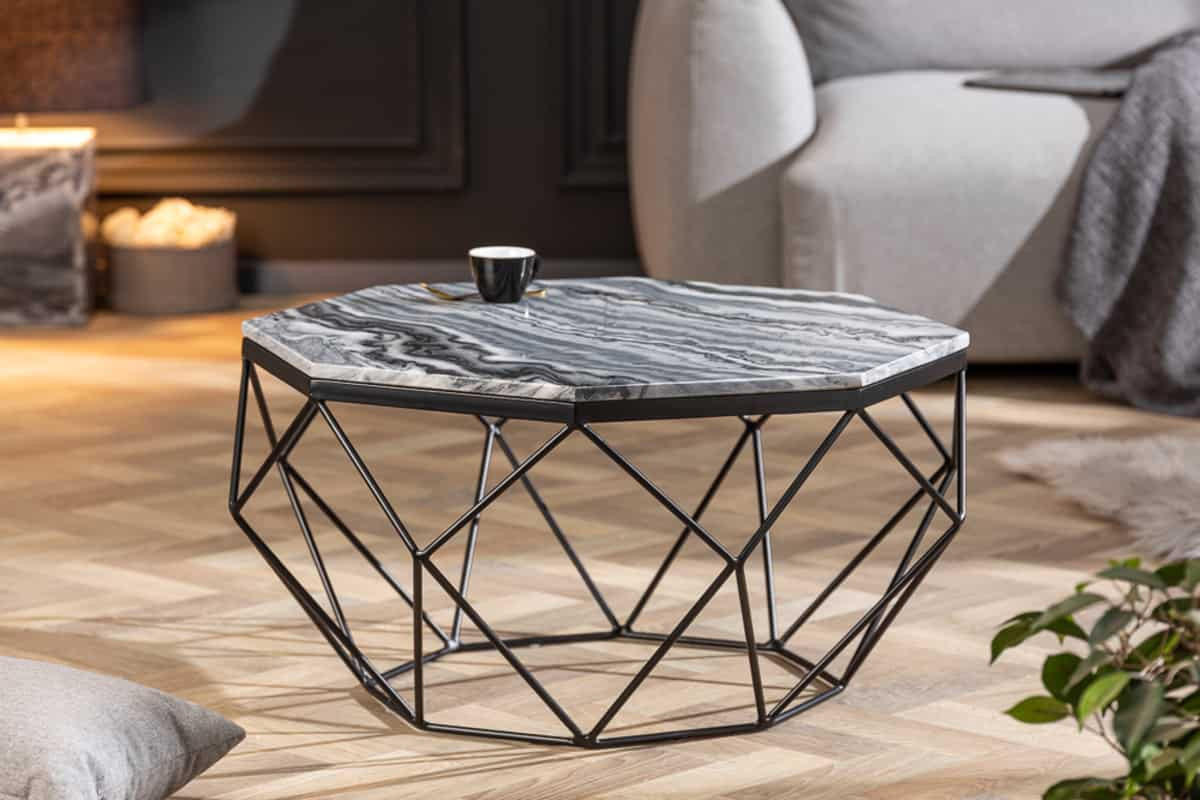 COUCHTISCH DIAMOND Marmor rechteckig Grau 70cm - Grau, Stein/Metall (70/70/38cm) - riess-ambiente