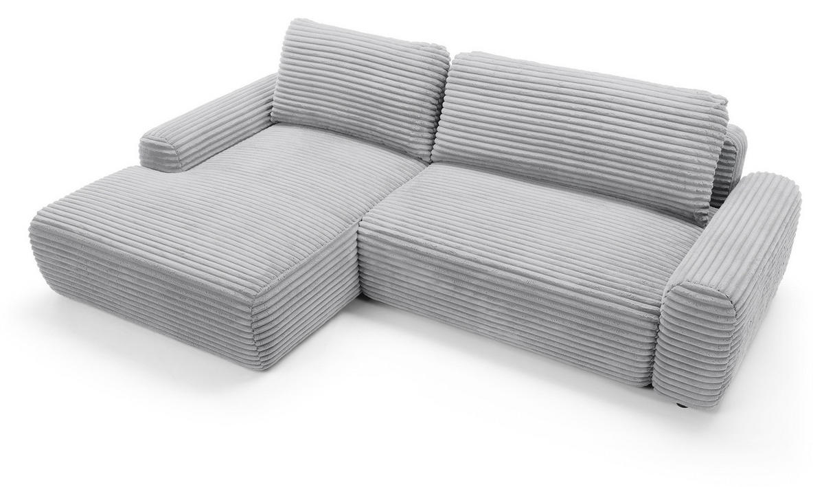 ECKSOFA 260 cm Cantara mit Cordstoff, Bettkasten, Links, Grau - Grau, Holz (264/162cm) - Emporius
