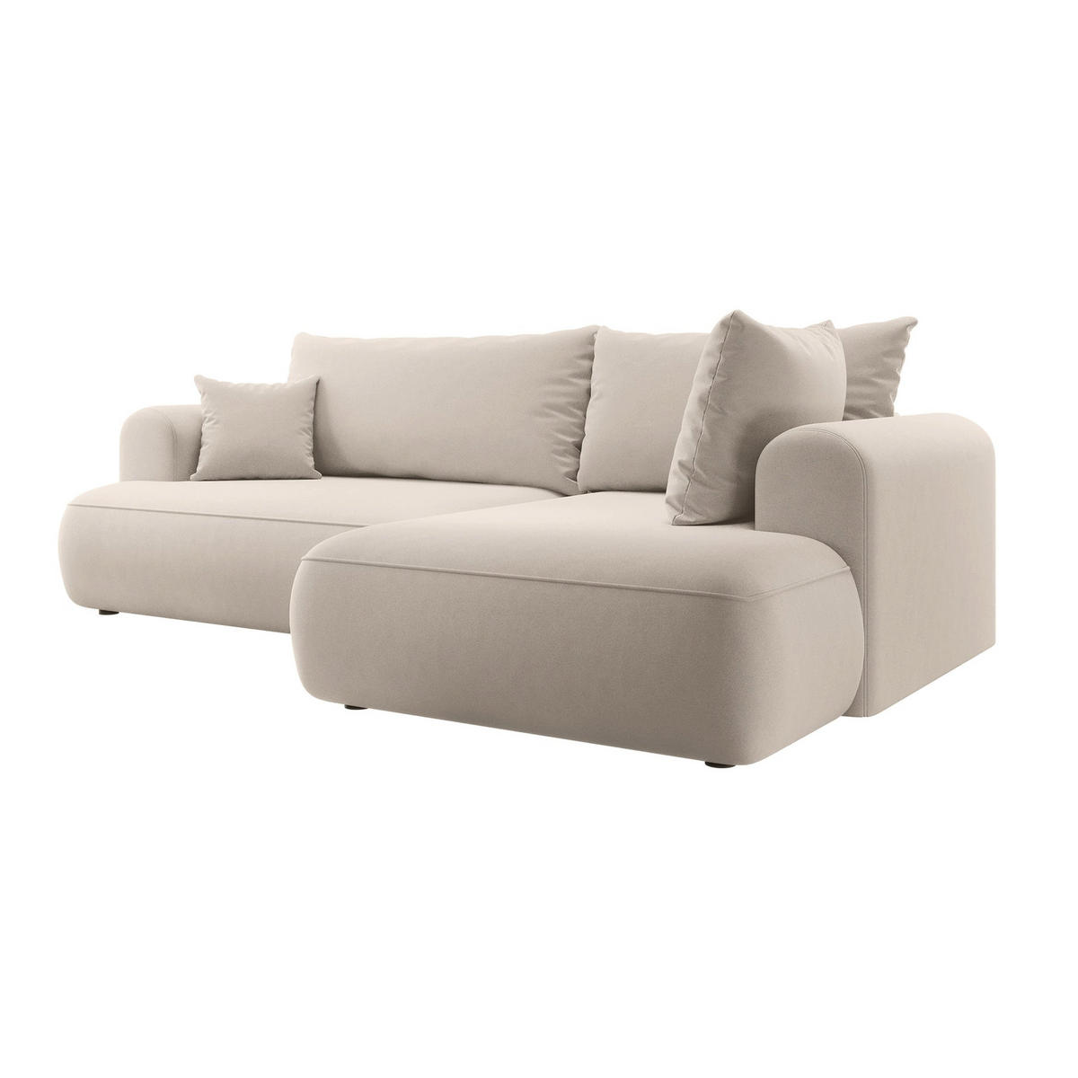 ECKSOFA Ovo Hellbeige Samt - Beige/Schwarz, Kunststoff/Textil (165/260cm) - Selsey