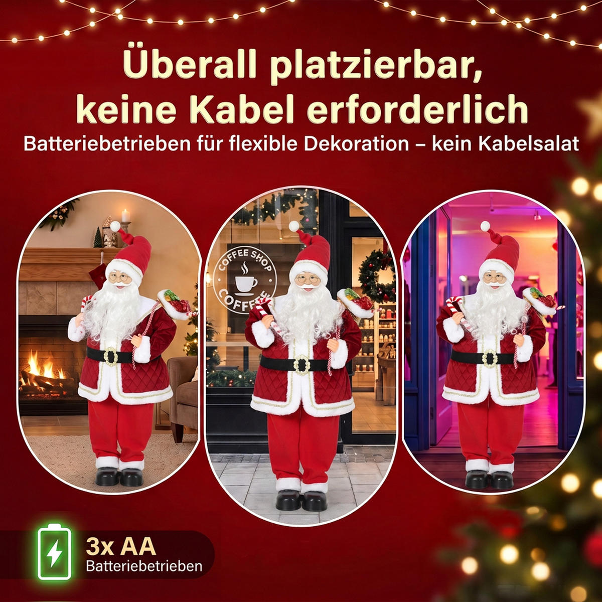 WEIHNACHTSMANN Polyester Metall Rot - Rot, Textil (32/120/48cm) - HOMCOM