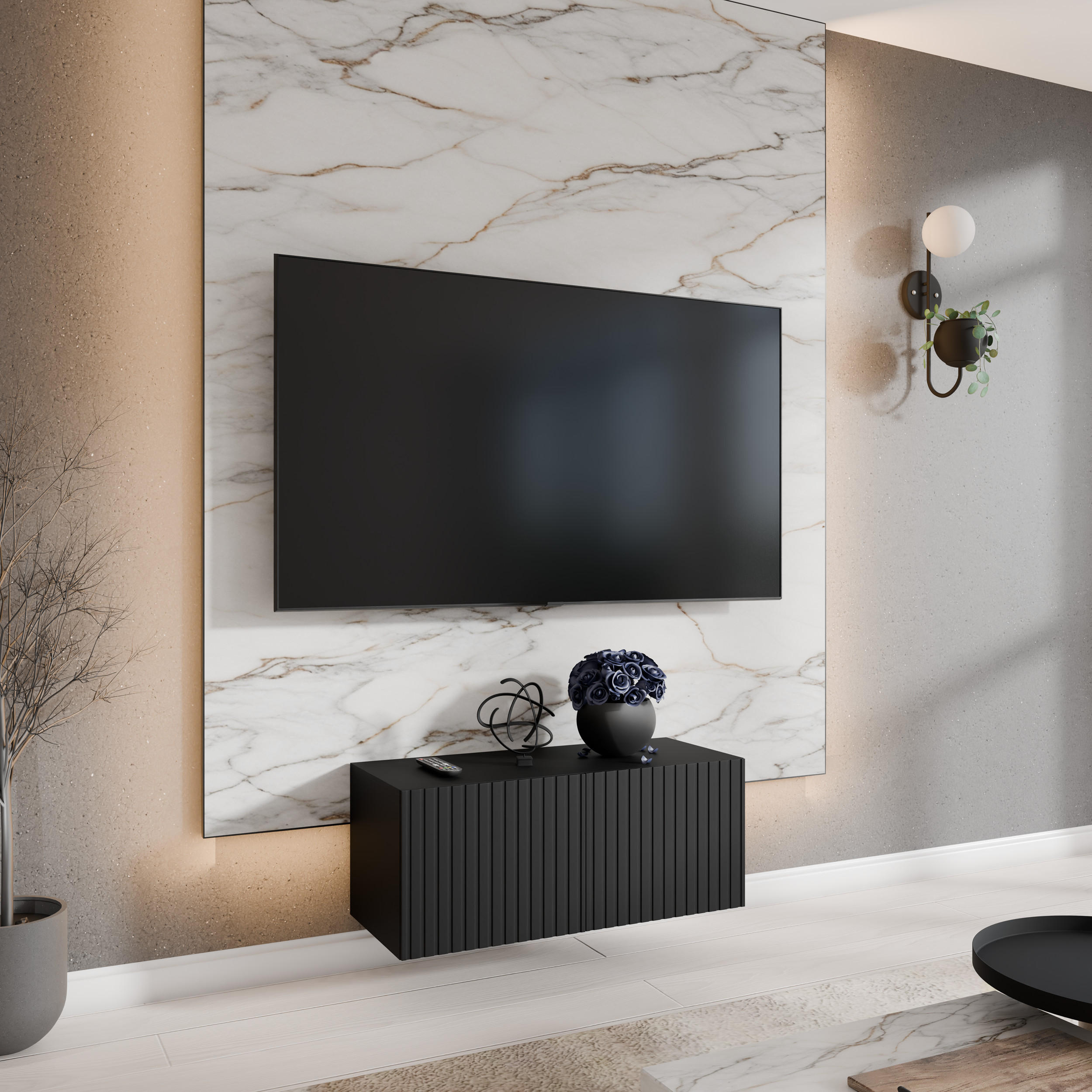 TV-SCHRANK MIO - Schwarz, Holzwerkstoff (100/41/40cm) - Meblini