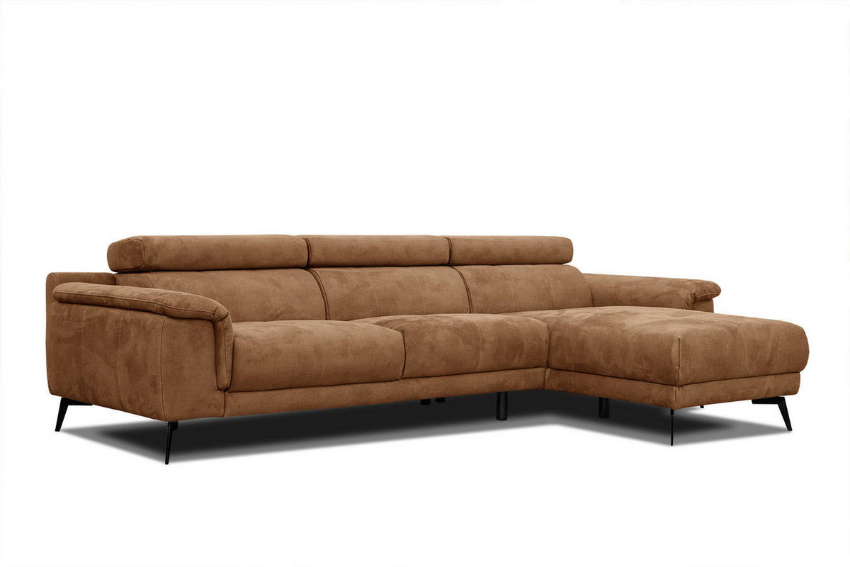 ECKSOFA FIERO 4-Sitzer, braun - Schwarz/Braun, Holzwerkstoff/Textil (288/170cm) - Courtois Laville
