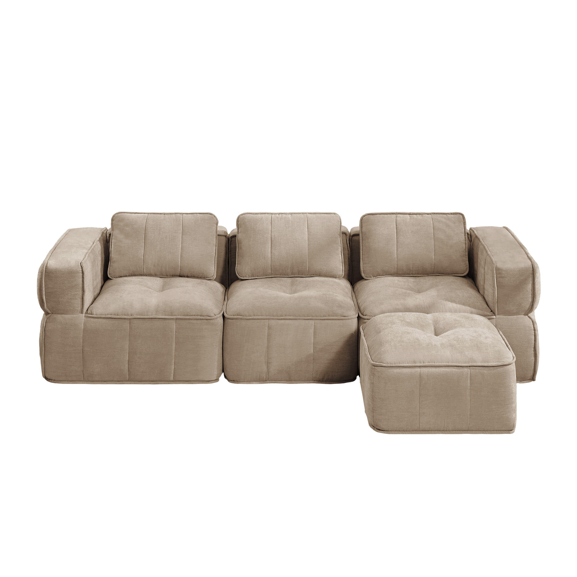 ECKSOFA 271/162/67 cm Sand mit 1 Fußhocker - Sandfarben, Textil (271/162cm) - Oxeza