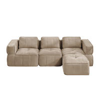 ECKSOFA 271/162/67 cm Sand mit 1 Fußhocker - Sandfarben, Textil (271/162cm) - Oxeza