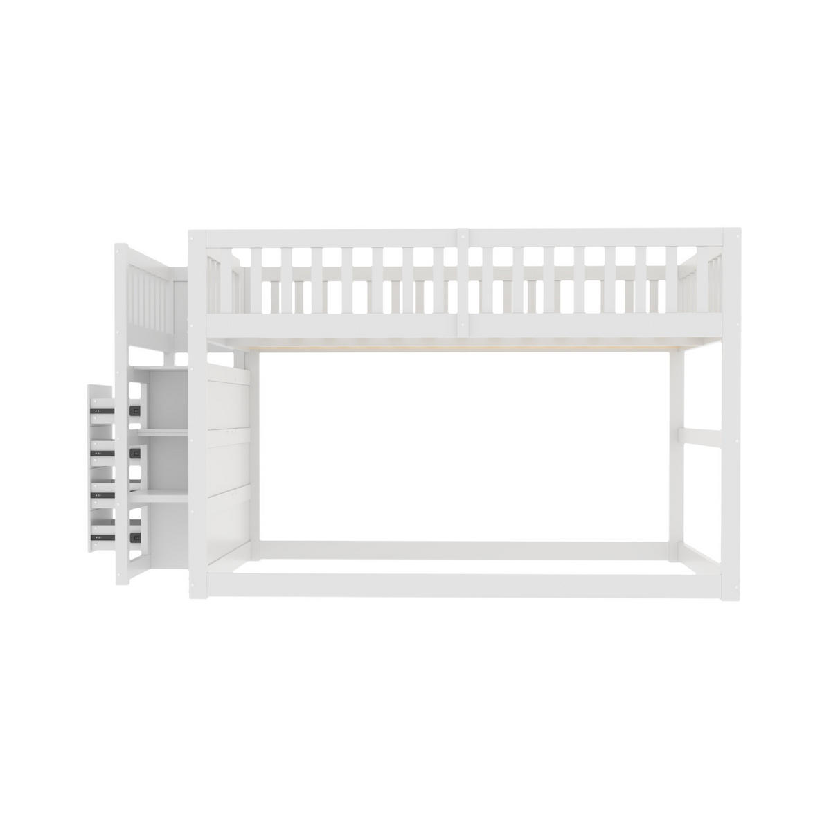 ETAGENBETT niedrig mit Treppe und 4 Schubladen 140x200 cm Holz Weiß - Weiß, Holzwerkstoff (140/200cm) - Beauniv