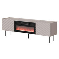 TV-LOWBOARD Lucca 180 2D mit Elektrische Kamin - Kaschmir/Schwarz, Holz/Holzwerkstoff (181/59/40cm) - MIRJAN24