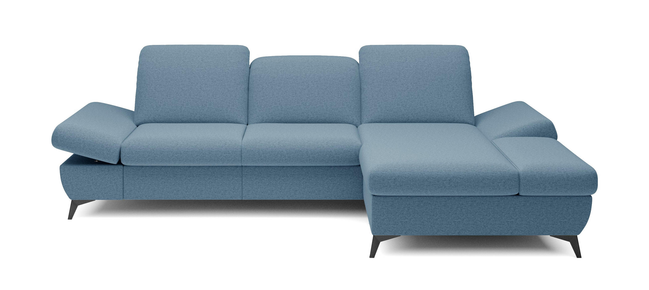 ECKSOFA FELICE R-S Blau Geflochtener Stoff mit Schlaffunktion - Blau, Holz (284/166cm) - MASSENO