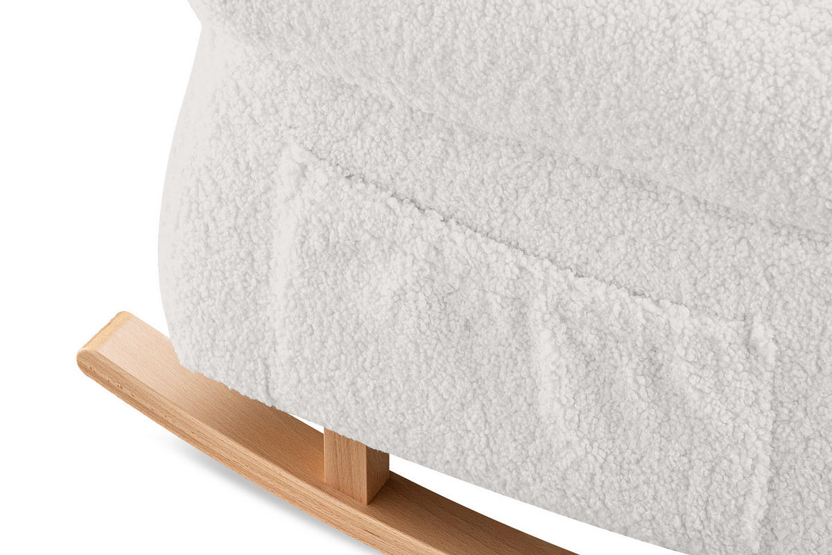 SCHAUKELSESSEL TULES mit Tasche für kleine Gegenstände, Weiß - Eichefarben/Weiß, Eichenholz/Holzwerkstoff (80/105/105cm) - KONSIMO®