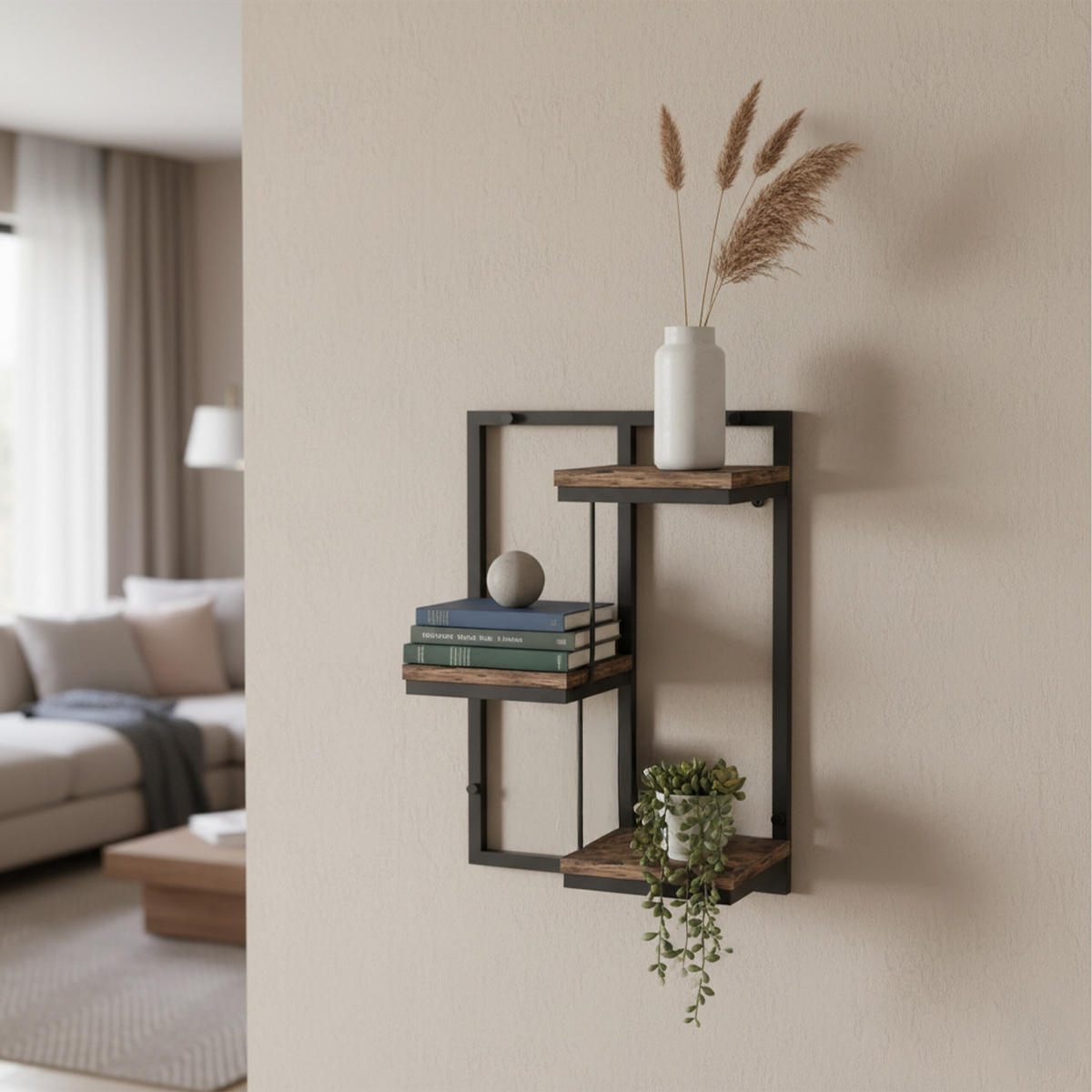 WANDREGAL - Multicolor, Holzwerkstoff/Metall (32.5/45/19cm) - Relaxdays