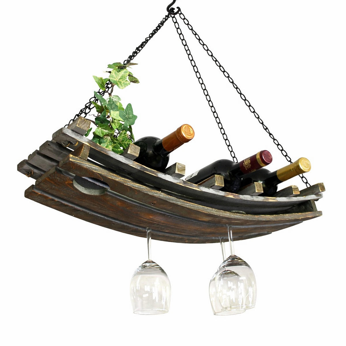 WEINREGAL Deckenregal aus Holz 65cm - Braun, Holz (65/8/24cm) - DanDiBo