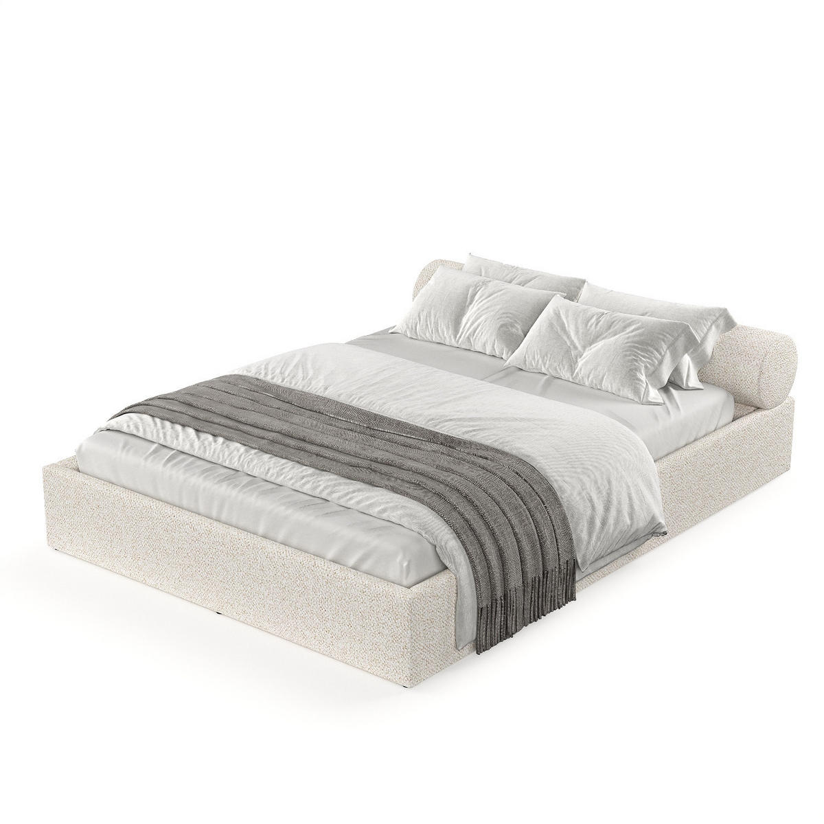 POLSTERBETT Solvo mit Stauraum 200/200 cm Creme im Blur Stoff - Creme/Schwarz, Holz/Holzwerkstoff (200/200cm) - AltaBeds