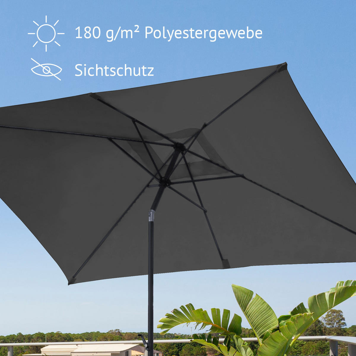 SONNENSCHIRM Set mit Ständer Dunkelgrau - Dunkelgrau, Textil (200/300cm) - SVITA