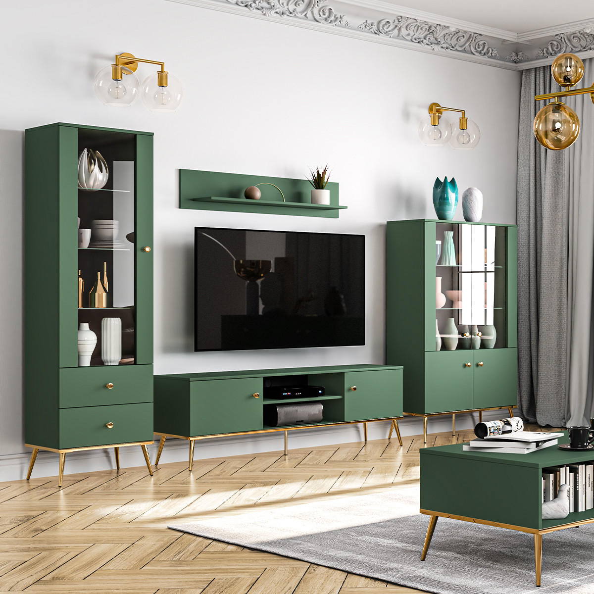 TV-MÖBEL Thalia Grün - Grün, Holzwerkstoff (160/53/40cm) - Petits-meubles