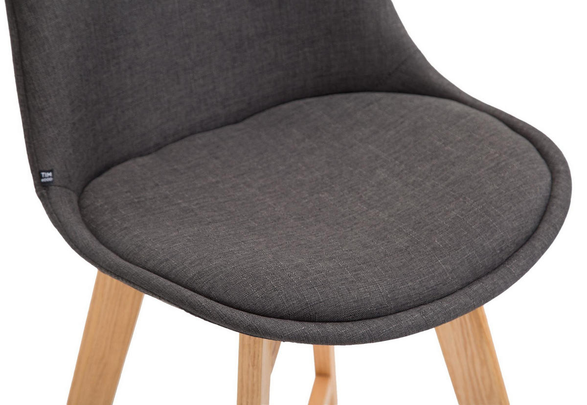 BARHOCKER Stoff dunkelgrau - Eukalyptusholzfarben/Dunkelgrau, Holz/Textil (48/112/56cm) - CLP