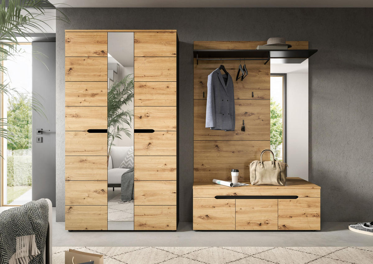 GARDEROBEN-SET Canu Artisan 240/37/190 cm - Grau, Holzwerkstoff (240/190/37cm) - Xonox