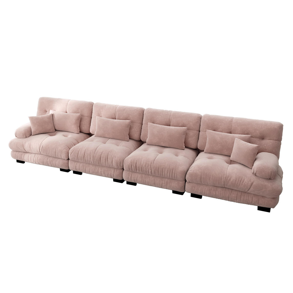 SOFA modulares Design Tiefensitz Chenille Pink - Pink, Kunststoff (77/81/406cm) - Meubliv