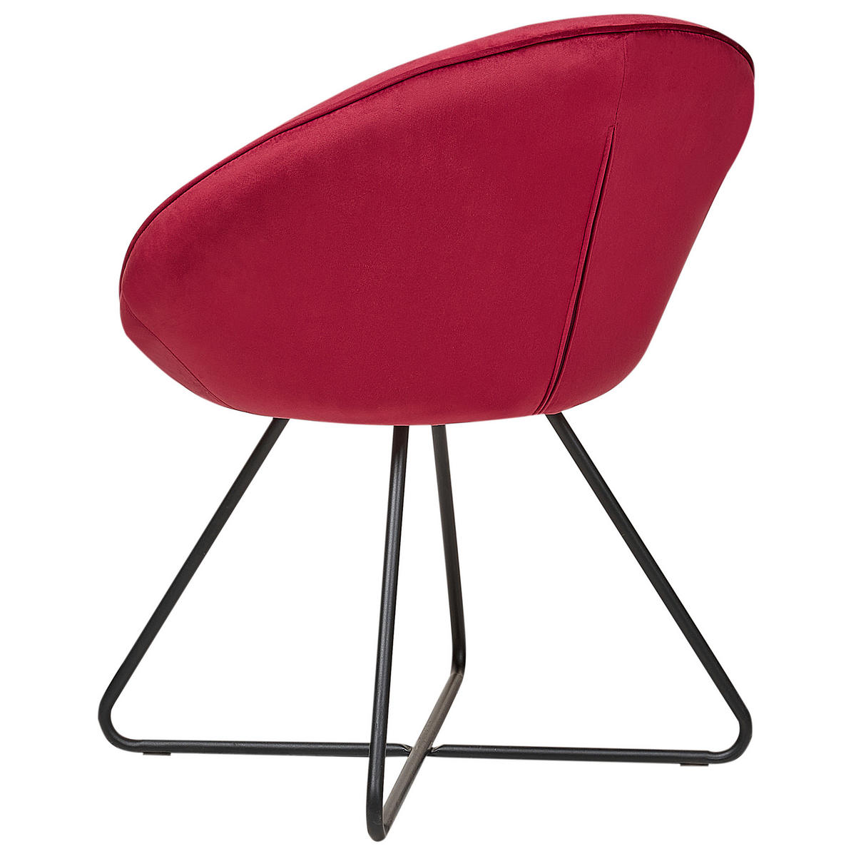 SESSEL Samtstoff rot/schwarz rund Floby II - Rot/Schwarz, Textil (69/80/58cm) - Beliani