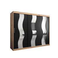 SCHWEBETÜRENSCHRANK 200/250/62 2-türig - Silberfarben/Schwarz, Holz/Kunststoff (250/200/62cm) - Abiks Möbel