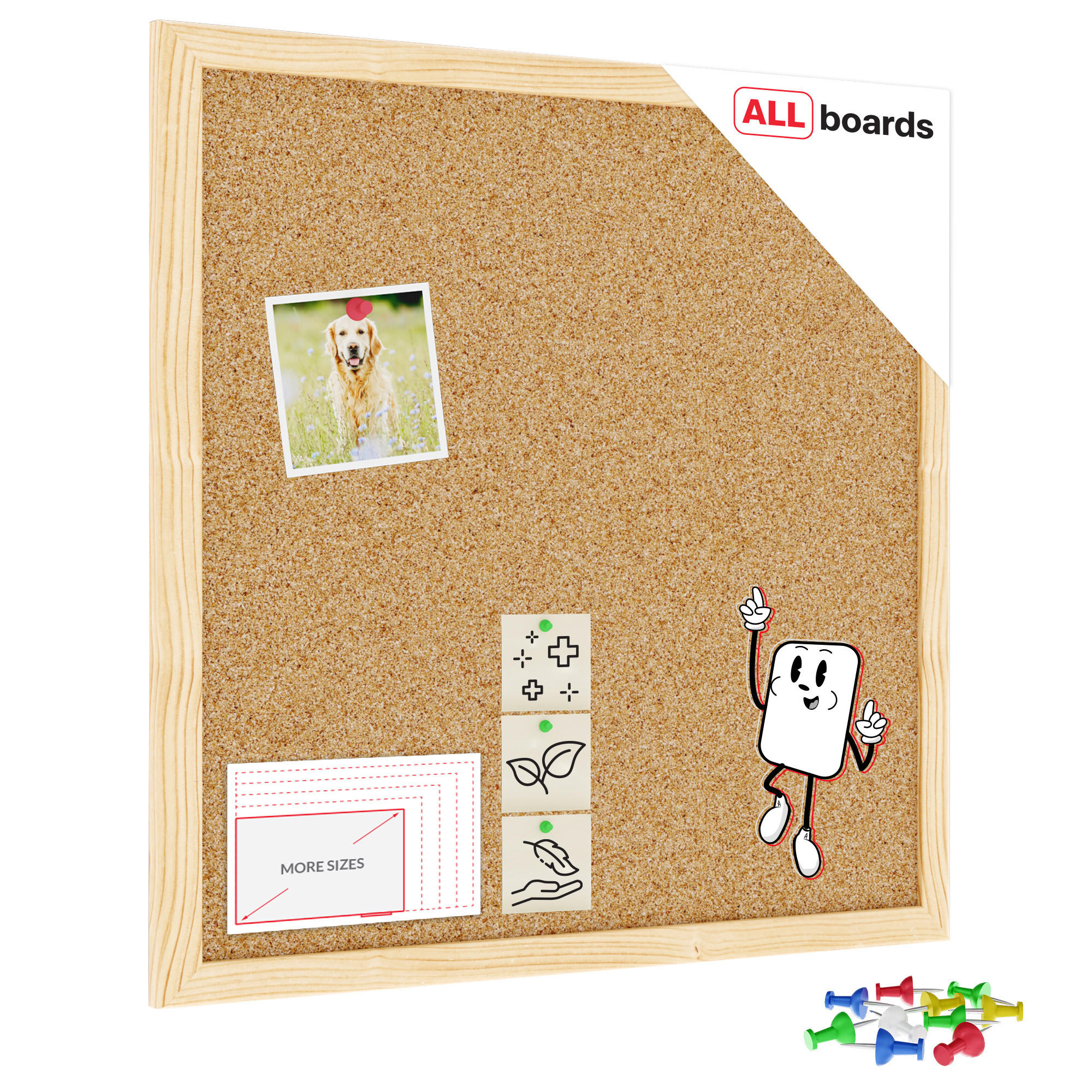 PINNWAND, Korktafel 40x40 cm, Naturholzrahmen - Braun, Holz (40/40/1.5cm) - ALLboards