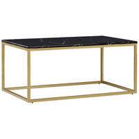 KONFERENČNÍ STOLEK Mramor Look černý/zlatý obdélníkový 60/100 cm Delano - černá/zlatá, kompozitní dřevo (100/60/45cm) - Beliani