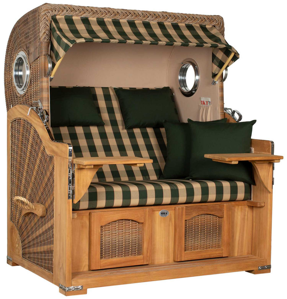 STRANDKORB XXL Düne Grande Teak Banana - Braun/Grün, Metall (142/170/95cm) - Mr. Deko