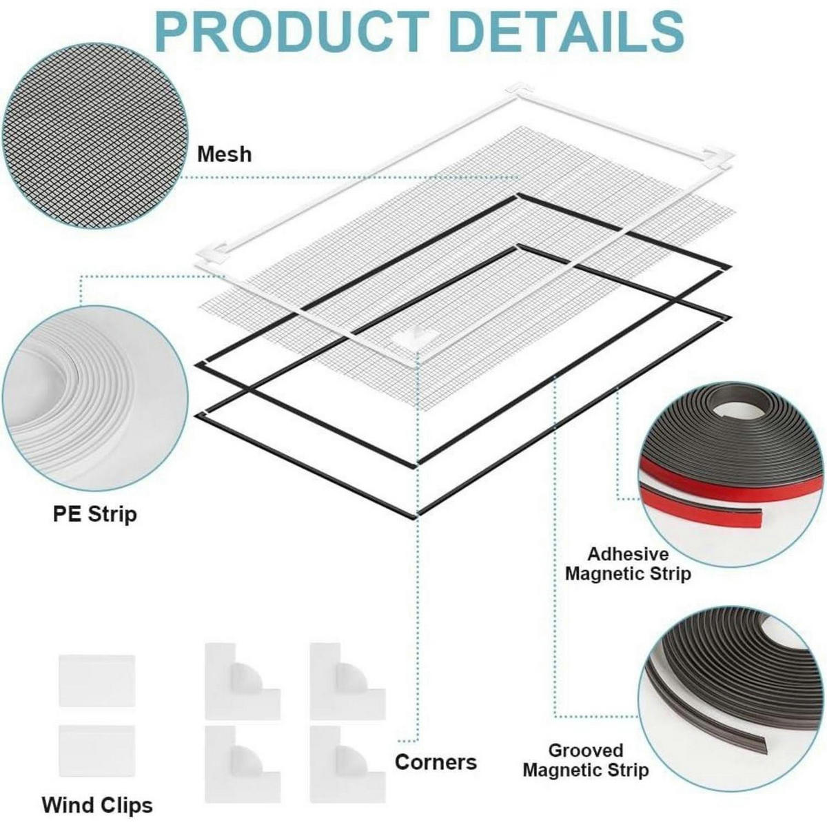 FLIEGENGITTER Fenster 130 x 150 cm Schwarz Magnetisch - Schwarz, Textil (1/1/1cm)