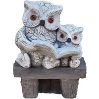 STEINFIGUR 2 Eulen auf Stamm lesen frostfest Steinguss - Grau, Stein (14/25/31cm) - stoneandstyle