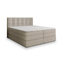 BOXSPRINGBETT AREZI 160x200 cm mit Matratze und Topper - Beige - Beige, Holz (160/200cm) - MASSENO