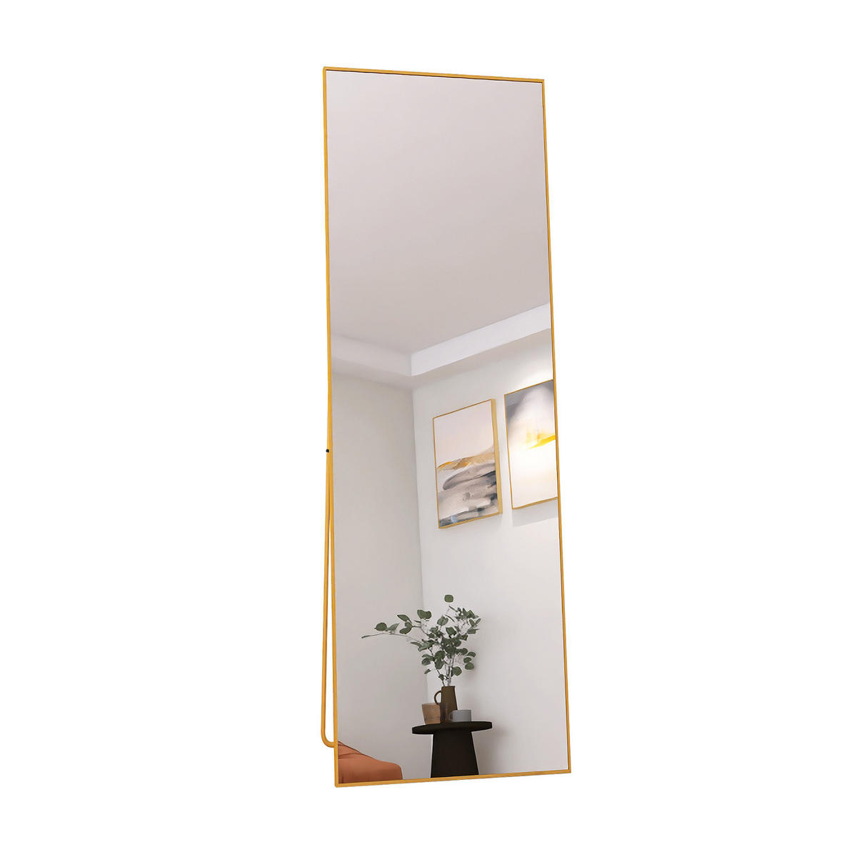 STANDSPIEGEL Ganzkörperspiegel,162 × 53 cm, freistehend oder zur Wandmontage geeignet,goldfarben, Aluminiumlegierung - Goldfarben, Glas (53/162/3cm) - WoodenAura
