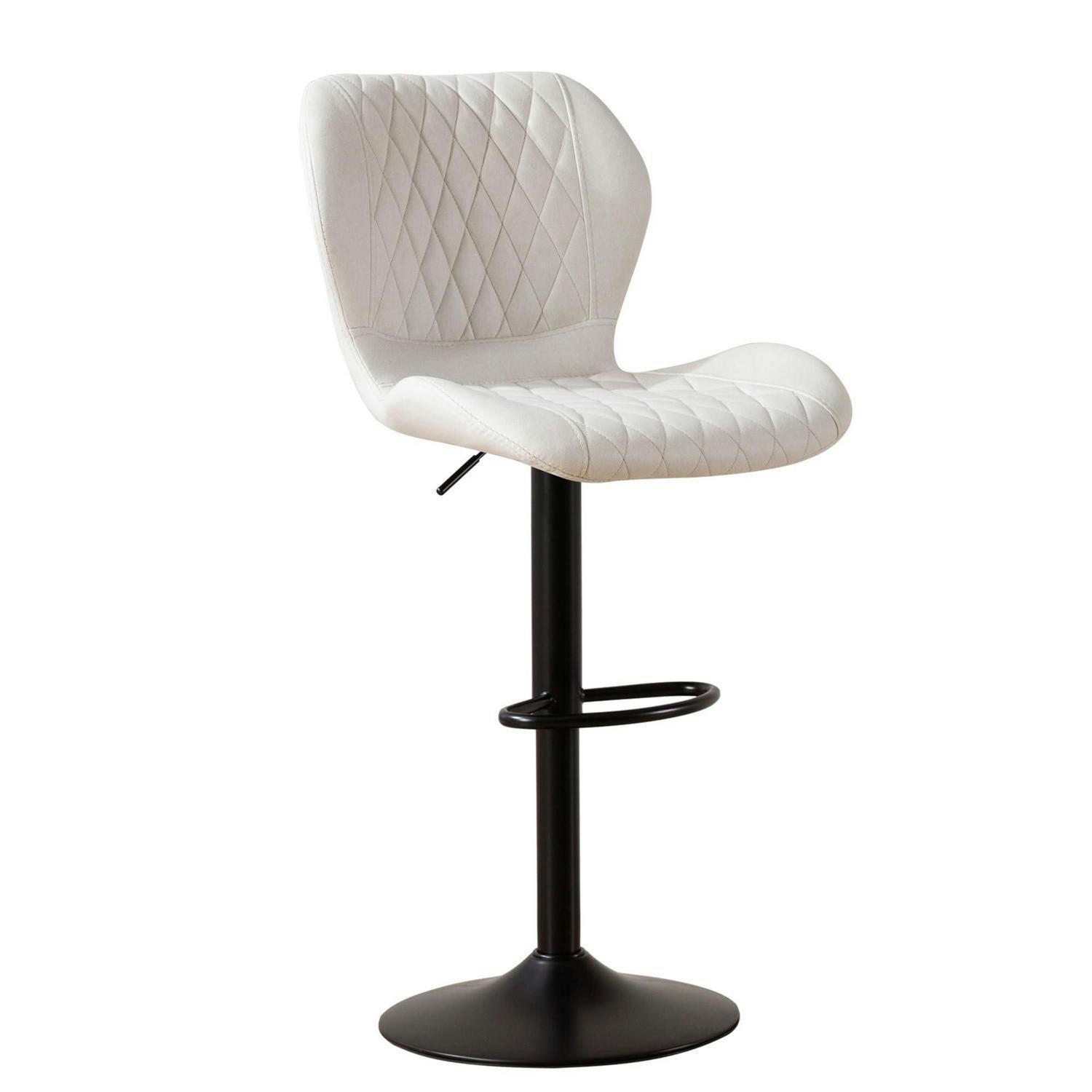 BARHOCKER mit Lehne, höhenverstellbar, PU-Kunstleder, Beige - Weiß, Kunststoff (46.5/111/38cm)