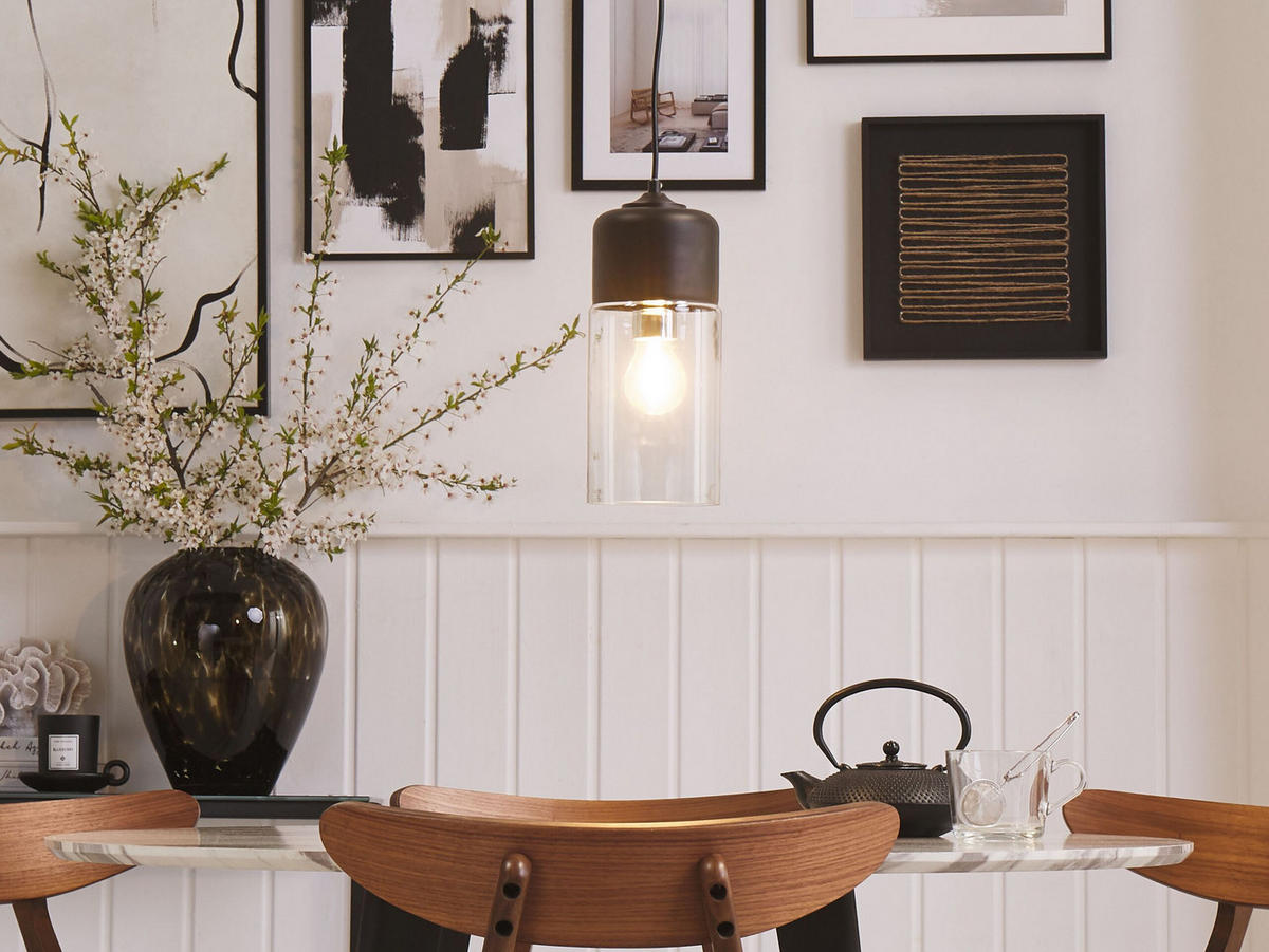 HÄNGELEUCHTE Purus 13/13/126 cm - Schwarz, Glas (13/13/126cm) - Beliani